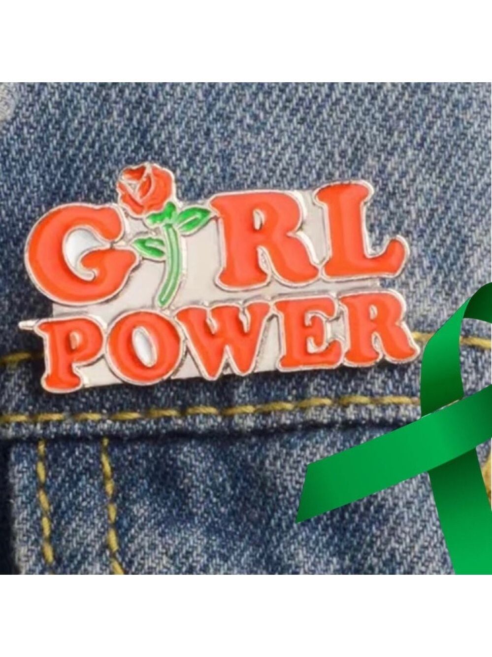 Girl Power x feminist Mental Health Matters colorful enamel cartoon pin lapel